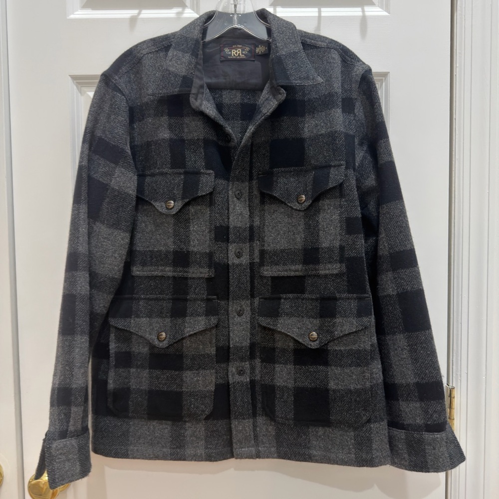 RRL Ralph Lauren Men's Gray and Black Plaid Shirt Jacket - Picture 6 of 10